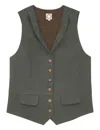 Ines De La Fressange Gilet Robinson En Lin Vert Foncé
