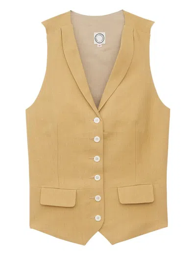 Ines De La Fressange Gilet Robinson Lin Couleur Jaune Naturel