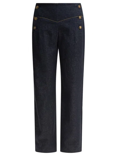 Ines De La Fressange High-waisted Wide-leg Trousers In Blue