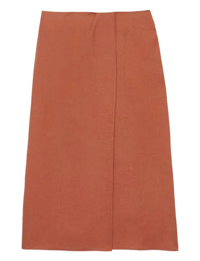 Ines De La Fressange Jupe Aurélie En Lin In Brown