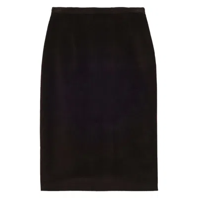 Ines De La Fressange Jupe Gabriela En Velours Milleraies Marron In Black