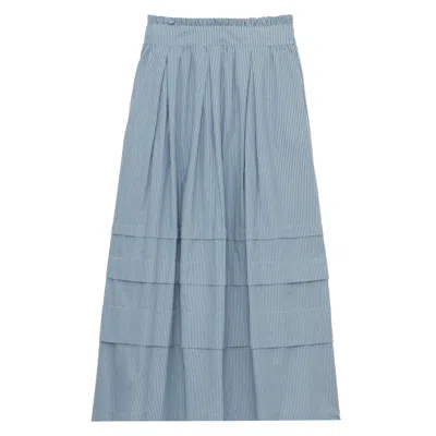 Ines De La Fressange Jupe Longue Héloïse En Coton Bleue In Blue