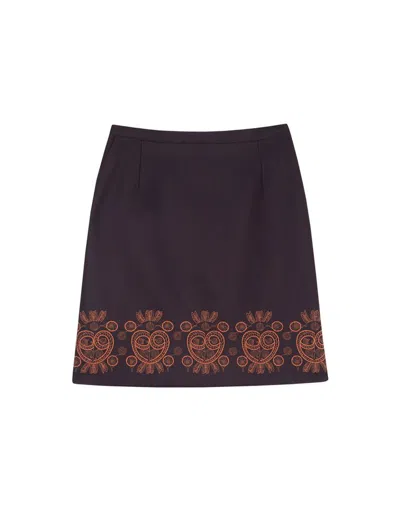 Ines De La Fressange Jupe Sophia En Laine Marron Foncé