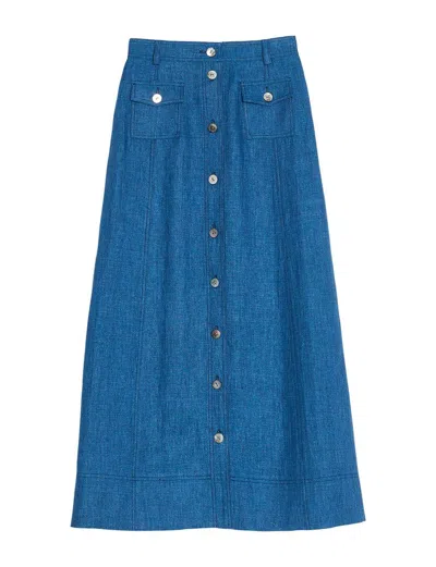 Ines De La Fressange Jupe Tatiana Bleu Denim
