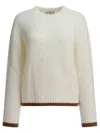 Ines De La Fressange Ribbed Contrast-trim Sweater In White