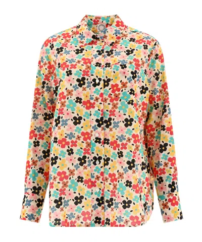Ines De La Fressange Lapel Long-sleeved Shirt In Beige