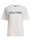Ines De La Fressange Top Maxence Blanc En Coton Bio Imprimé Rouge In White