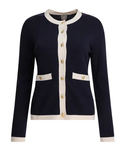 Ines De La Fressange Long Sleeve Knitted Cardigan In Blue