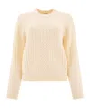 Ines De La Fressange Cable-knit Ribbed Sweater In Nude