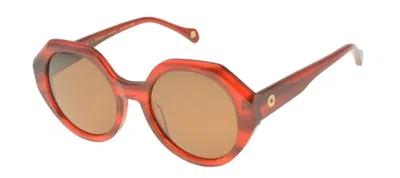 Ines De La Fressange Lunettes De Soleil Ornella Rouges Marbrées In Red