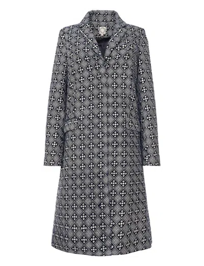 Ines De La Fressange Manteau Franck Brodé Bleu Et Blanc In Multi