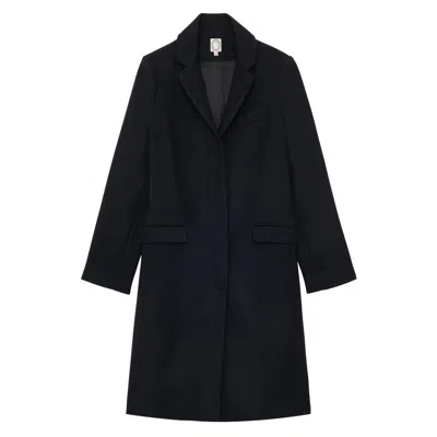 Ines De La Fressange Manteau Franck En Lainage À Chevrons Marine Et Noir