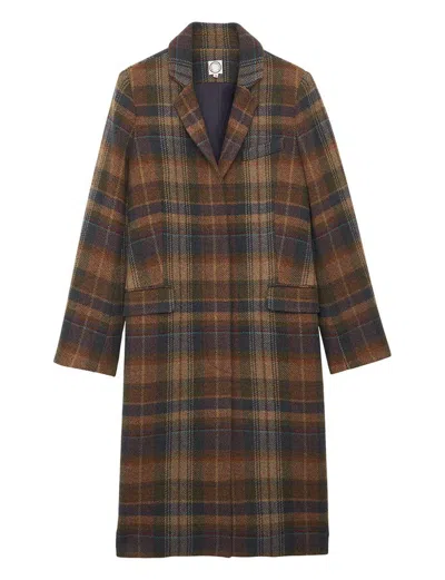 Ines De La Fressange Manteau Franck Kaki À Carreaux