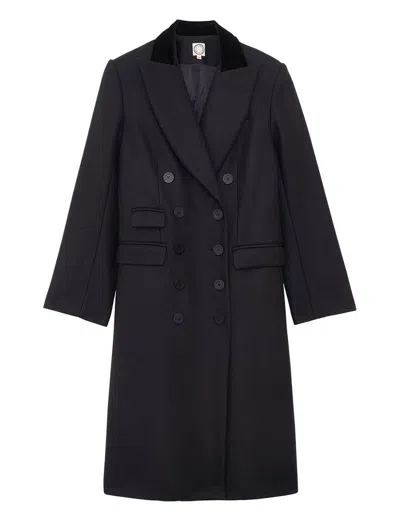 Ines De La Fressange Manteau Mauricette Bleu Nuit En Laine In Blue