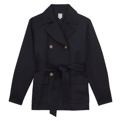 Ines De La Fressange Manteau Romaric En Lin Et Coton Marine In Black