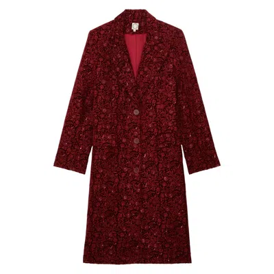 Ines De La Fressange Manteau Zahee Brodé In Burgundy