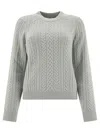 Ines De La Fressange Cable-knit Ribbed Sweater In Gray