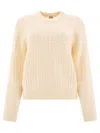 Ines De La Fressange Cable-knit Ribbed Sweater In White