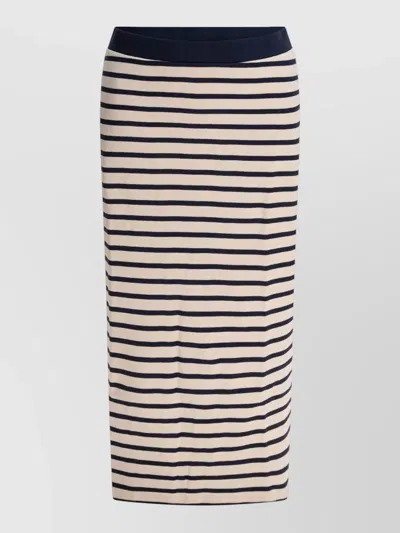 Ines De La Fressange Midi Skirt Straight Silhouette Striped Pattern In Multi