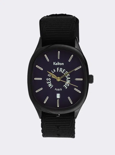 Ines De La Fressange Montre Grande Colorama Minuit Kelton X  Paris In Black