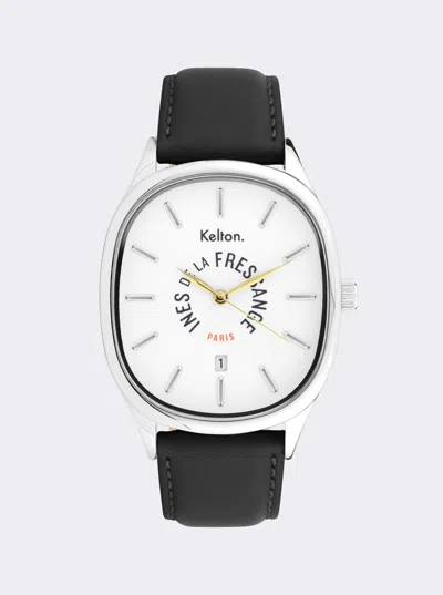 Ines De La Fressange Montre Grande Colorama Noir Kelton X  Paris In Black