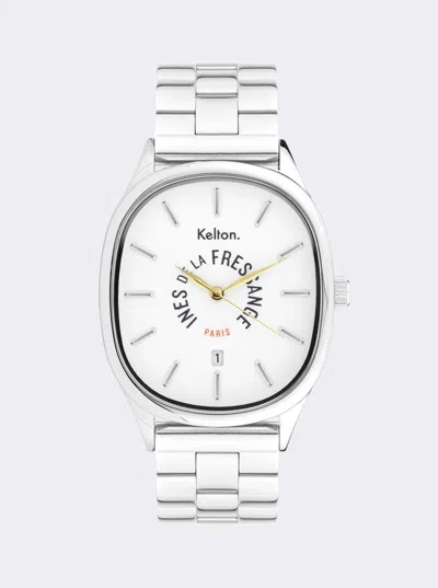 Ines De La Fressange Montre Grande Colorama Silver Kelton X  Paris In Metallic