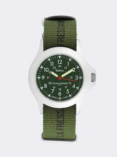 Ines De La Fressange Montre Solaire Field Kaki Kelton X  Paris In Green