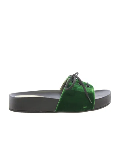 Ines De La Fressange Mule À Lacets Vert In Green