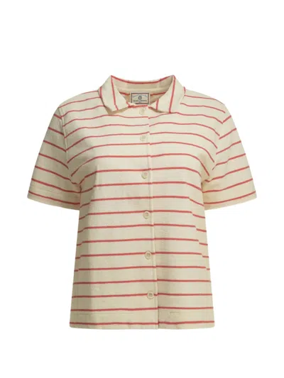 Ines De La Fressange Nicia Horizontal-stripe Short-sleeve Shirt In Neutral