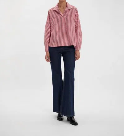 Ines De La Fressange Noa Shirt In Red And White Gingham In Multi