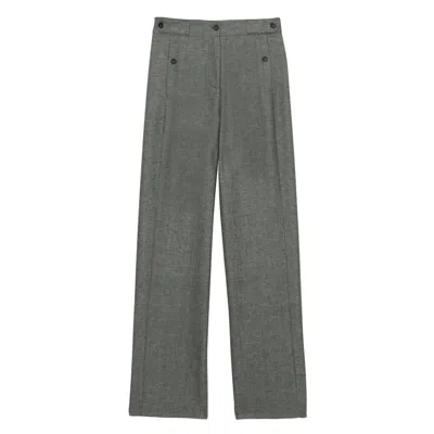 Ines De La Fressange Pantalon À Pinces Piotr Lin Mélangé Gris In Green