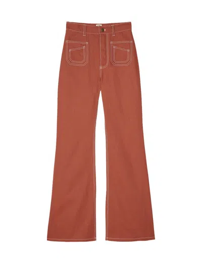 Ines De La Fressange Pantalon Basile Coton Caramel