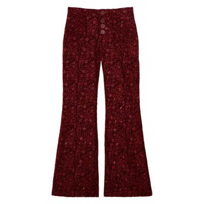Ines De La Fressange Pantalon Charlotte Brodé In Burgundy