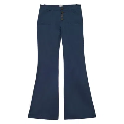 Ines De La Fressange Pantalon Charlotte En Coton Bleu Marine In Blue