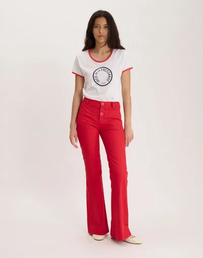 Ines De La Fressange Pantalon Charlotte En Coton Mélangé In Red