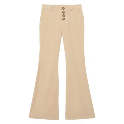 Ines De La Fressange Pantalon Charlotte En Velours Grosse Côte Crème In White