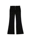 Ines De La Fressange Pantalon Charlotte En Velours Lisse Noir, Imprimé Doré In Black