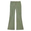 Ines De La Fressange Pantalon Charlotte En Velours Lisse Vert Amande
