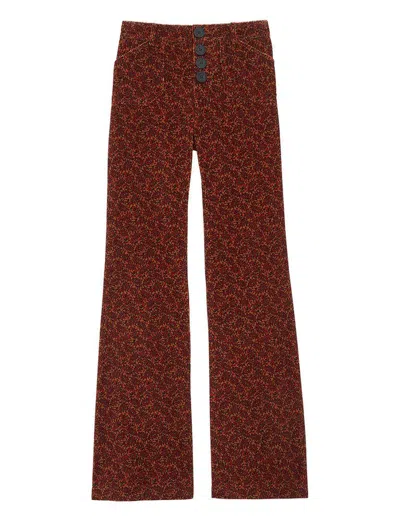 Ines De La Fressange Pantalon Charlotte Imprimé Rouille In Burgundy