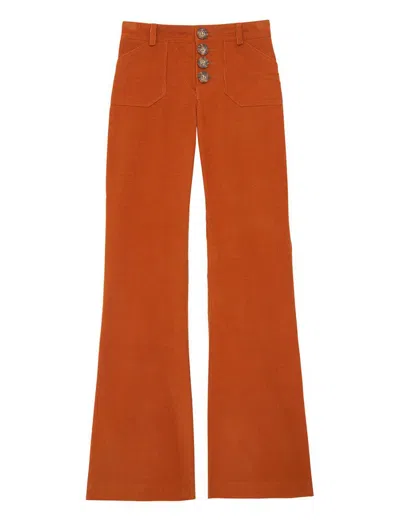 Ines De La Fressange Pantalon Charlotte Velours Orange