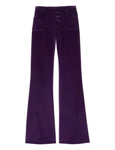 Ines De La Fressange Pantalon Charlotte Violet En Velours In Purple