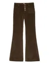 Ines De La Fressange Pantalon Coupe Flare En Velours Lisse Charlotte Kaki