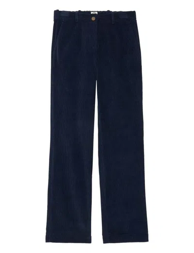 Ines De La Fressange Pantalon Francisco Bleu Marine En Coton In Blue