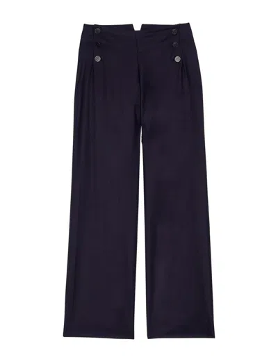Ines De La Fressange Pantalon Gabriel Laine Bleu Marine