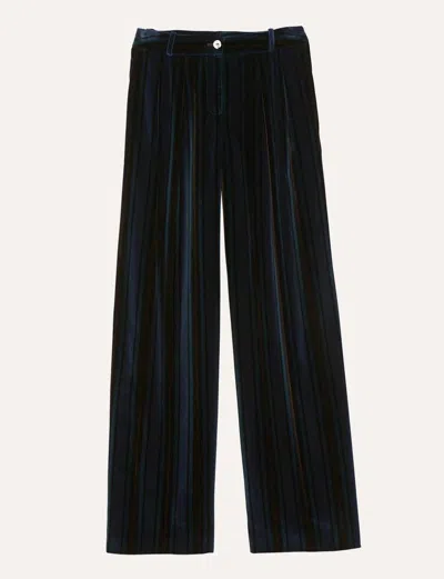 Ines De La Fressange Pantalon Luciano En Velours Bleu