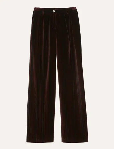 Ines De La Fressange Pantalon Luciano En Velours Bordeaux