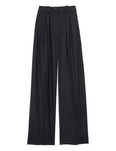 Ines De La Fressange Pantalon Marlène Bleu Nuit À Rayures
