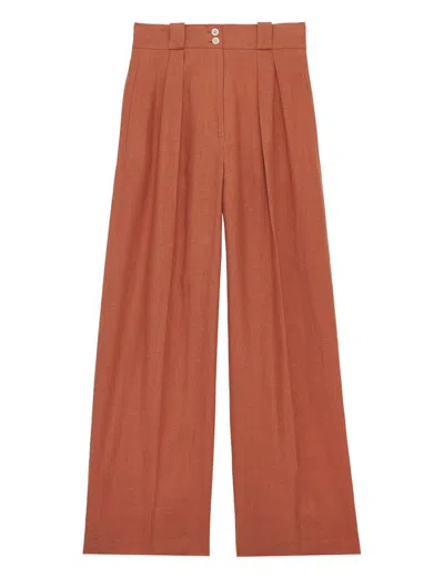 Ines De La Fressange Pantalon Marlène En Lin Caramel