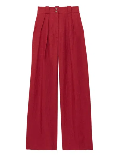 Ines De La Fressange Pantalon Marlène En Lin Framboise