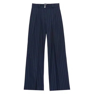 Ines De La Fressange Pantalon Marlène En Lin Mélangé Marine In Blue